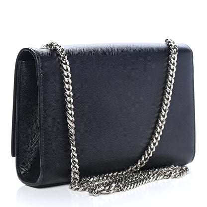 Saint Laurent Grain De Poudre Small Monogram Kate Satchel Black 2 of 4