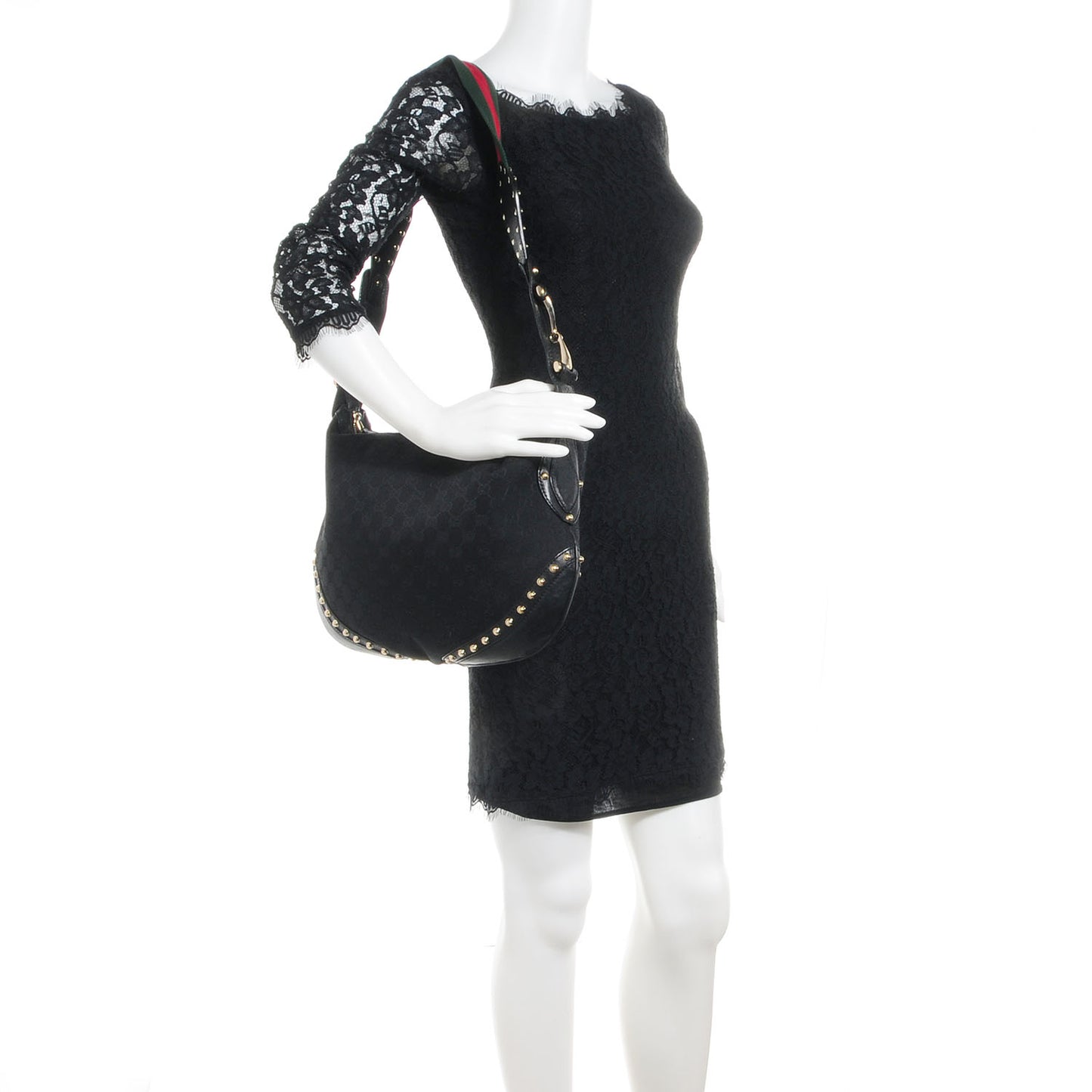Monogram Pelham Studded Medium Shoulder Bag Black