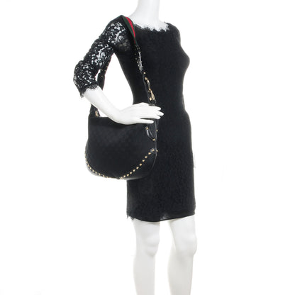 Gucci Monogram Pelham Studded Medium Shoulder Bag Black 2 of 7