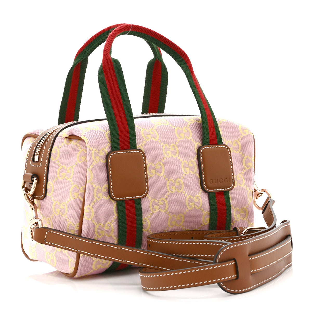 GG Supreme Web Mini GG Top Handle Bag Pink Yellow Beige