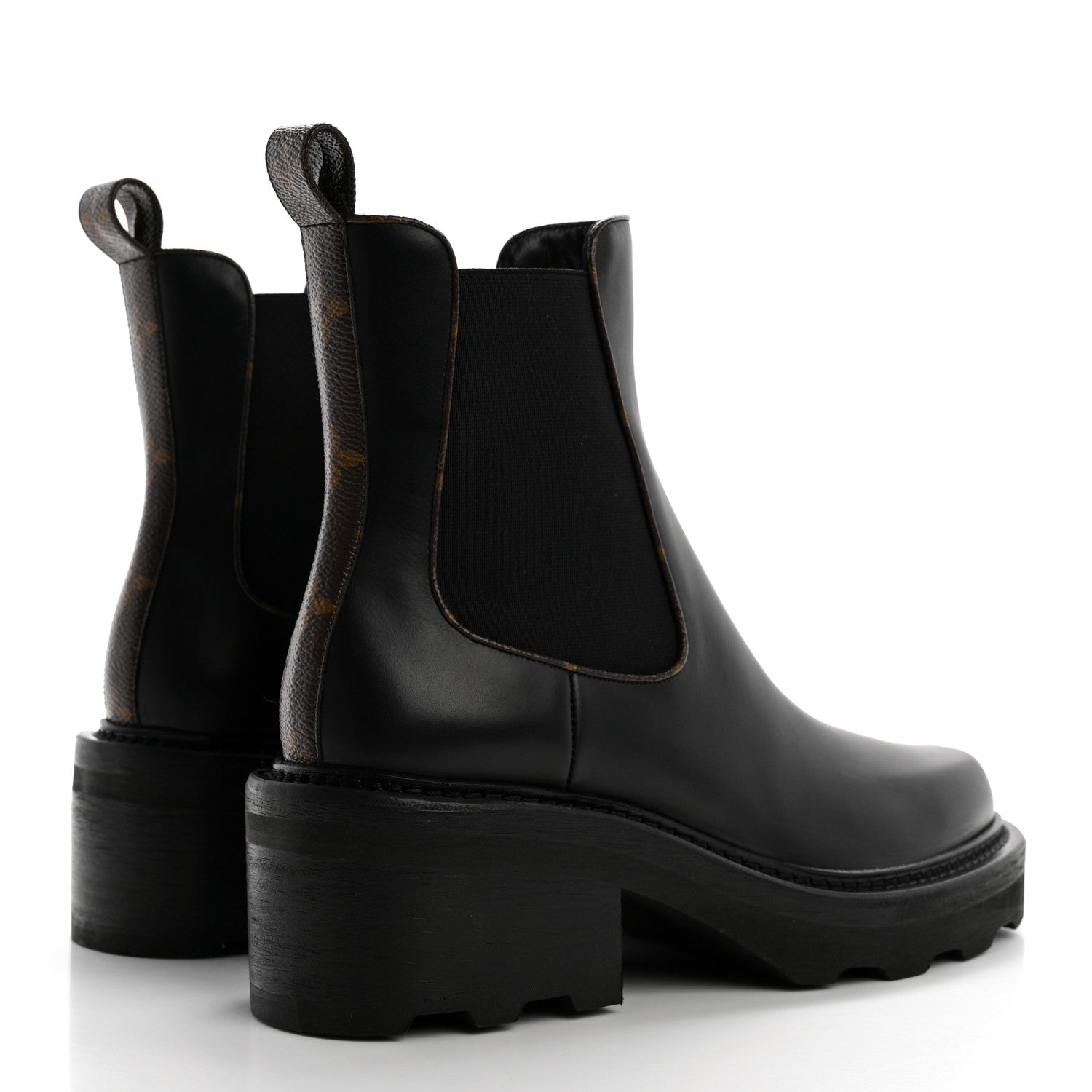Louis Vuitton Calfskin Monogram Beaubourg Ankle Boots 39 Black 4 of 10