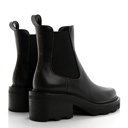 Louis Vuitton Calfskin Monogram Beaubourg Ankle Boots 39 Black 4 of 10