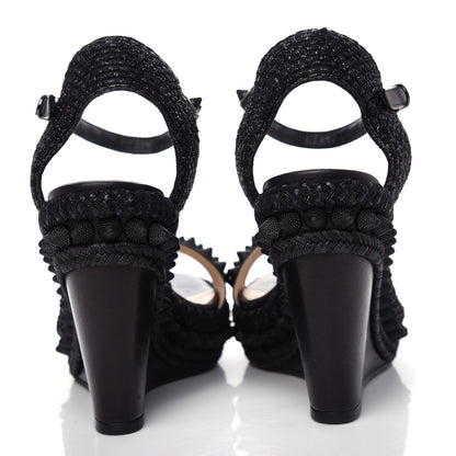 Christian Louboutin Calfskin Lata 110 Wedges 37 Black 7 of 10