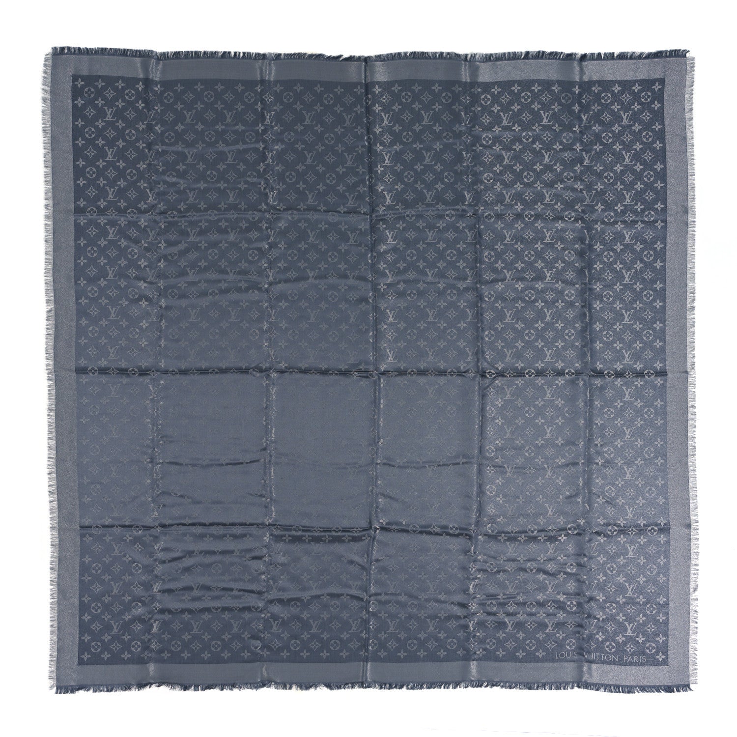 Louis Vuitton Silk Lurex Wool Monogram Shine Shawl Charcoal Grey 1 of 4