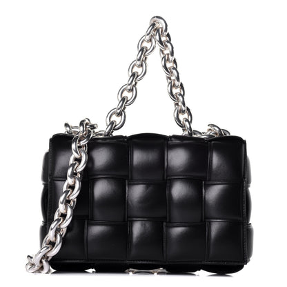 Bottega Veneta Lambskin Maxi Intreccio Padded Chain Cassette Crossbody Bag Black 1 of 9