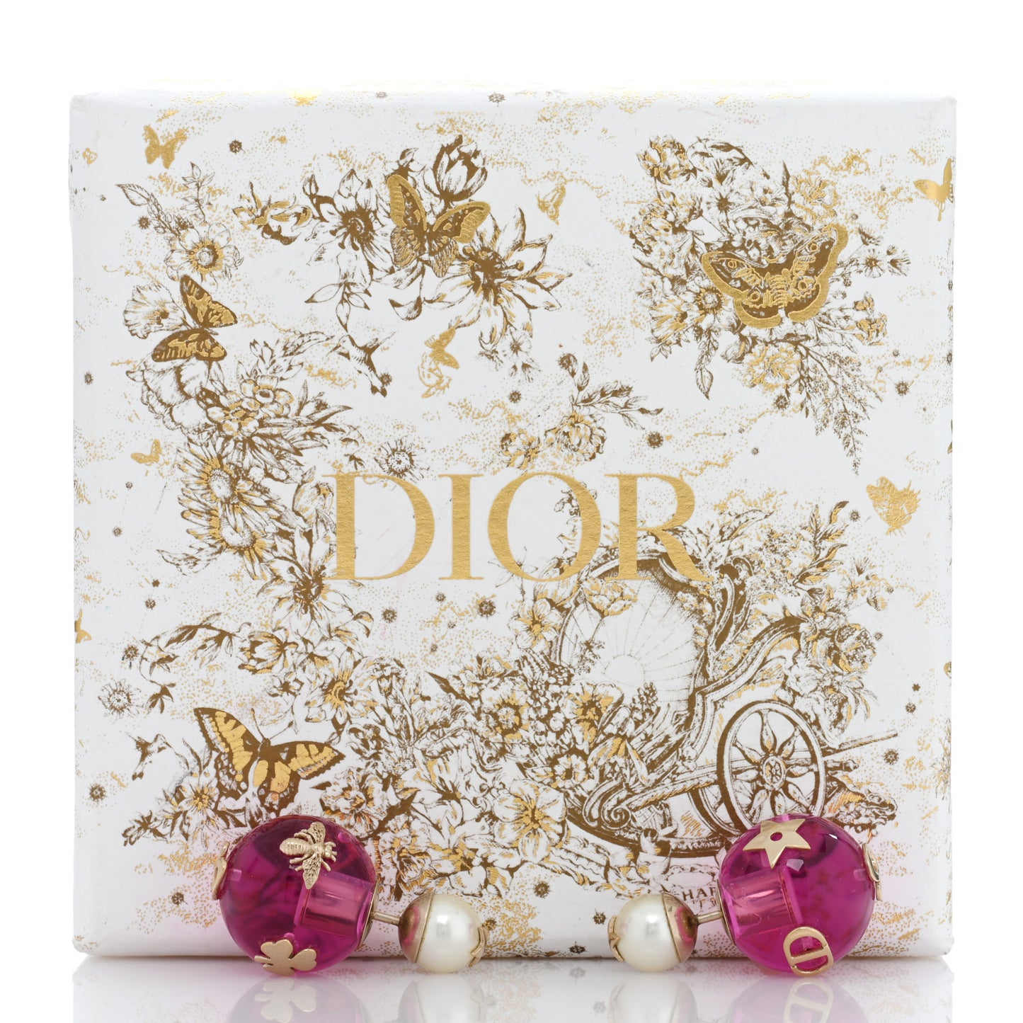 Resin Pearl Dior Tribales Earrings Gold White Transparent Rani Pink