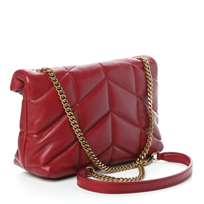 Saint Laurent Lambskin Quilted Toy Loulou Puffer Monogram Chain Satchel Red 3 of 8