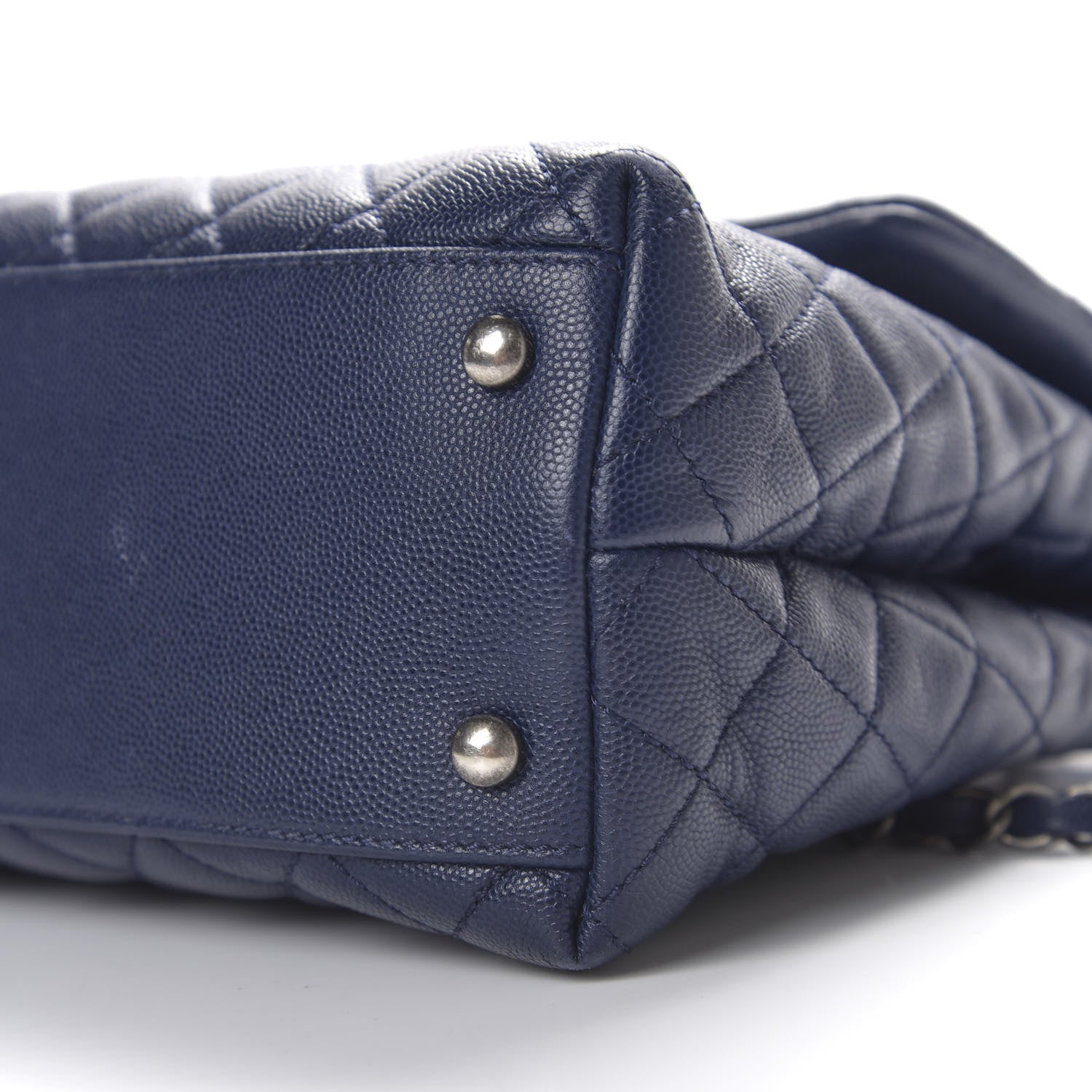 Chanel Caviar Lizard Quilted Medium Coco Handle Flap Navy 6 of 11