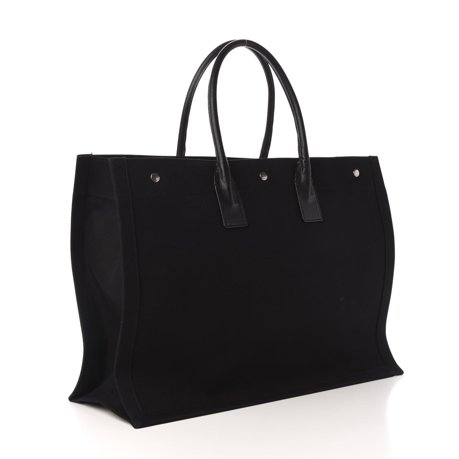 Saint Laurent Linen Calfskin Rive Gauche Tote Black 3 of 13