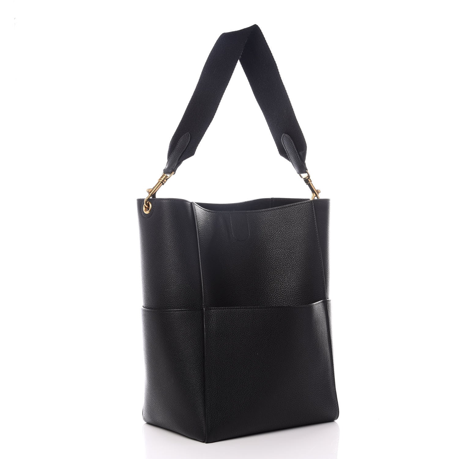 Celine Soft Grained Calfskin Sangle Bucket Bag Black 2 of 7