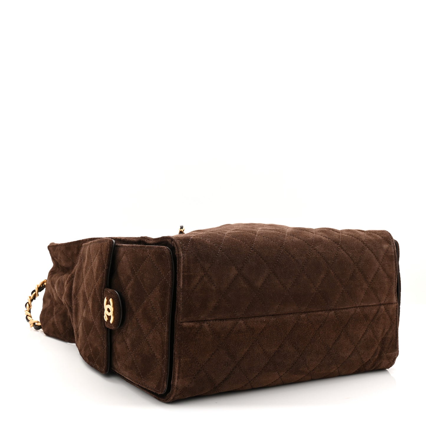 Suede Quilted Medium Chanel 25 Handbag Dark Brown