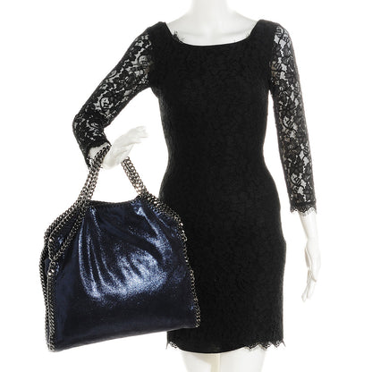 Stella McCartney Faux Leather Falabella Shaggy Deer Fold Over Tote Ink 4 of 11