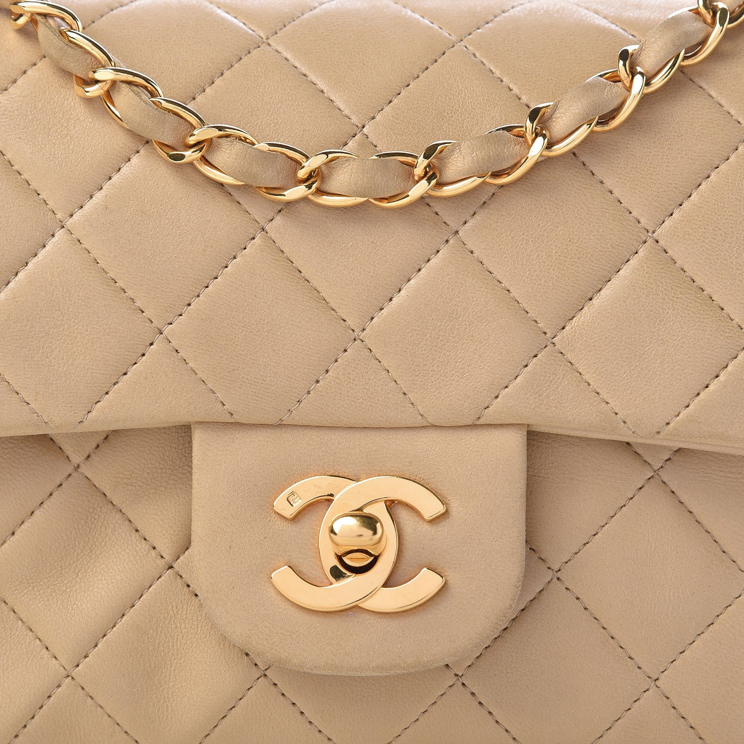 Chanel Lambskin Quilted Small Double Flap Beige 9 of 20