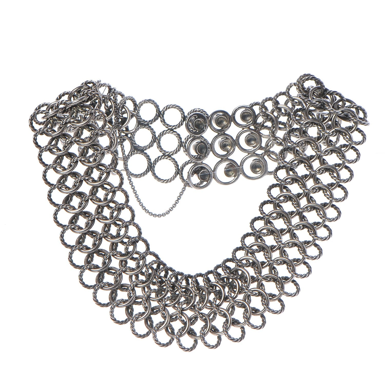 David Yurman Sterling Silver 18K Yellow Gold Chainmail Collar Necklace 3 of 5