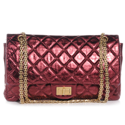 Chanel Calfskin 2.55 Reissue 227 Flap Metallic Dark Red 1 of 7