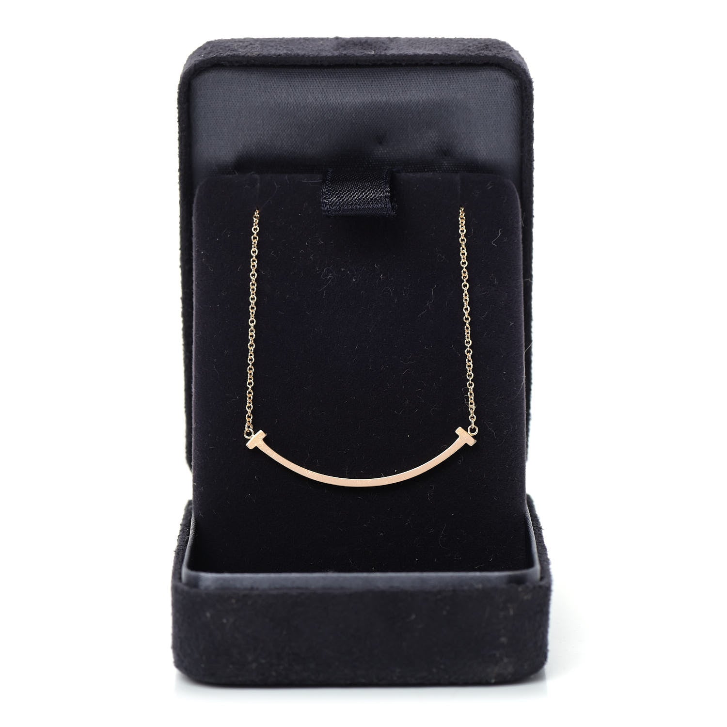 Tiffany 18K Rose Gold Small T Smile Pendant Necklace 6 of 6