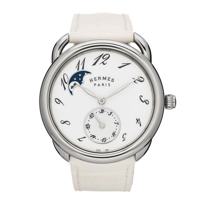 Hermes Stainless Steel Alligator 38mm Arceau Petite Lune Automatic Watch Blanc 1 of 7