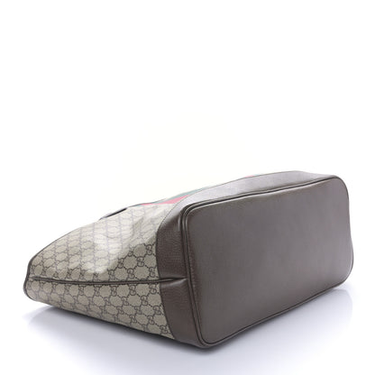 Gucci GG Supreme Monogram Textured Dollar Calfskin Web Large Ophidia Tote Beige Ebony New Acero 5 of 10