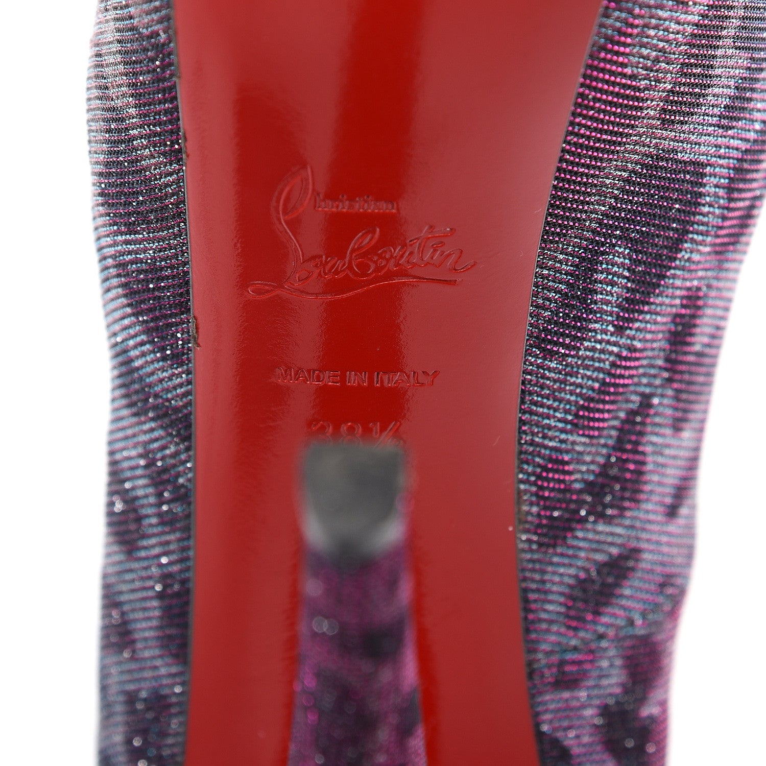 Christian Louboutin Lame Leopard Highness 160 Pumps 38.5 Turquoise Violet 6 of 10