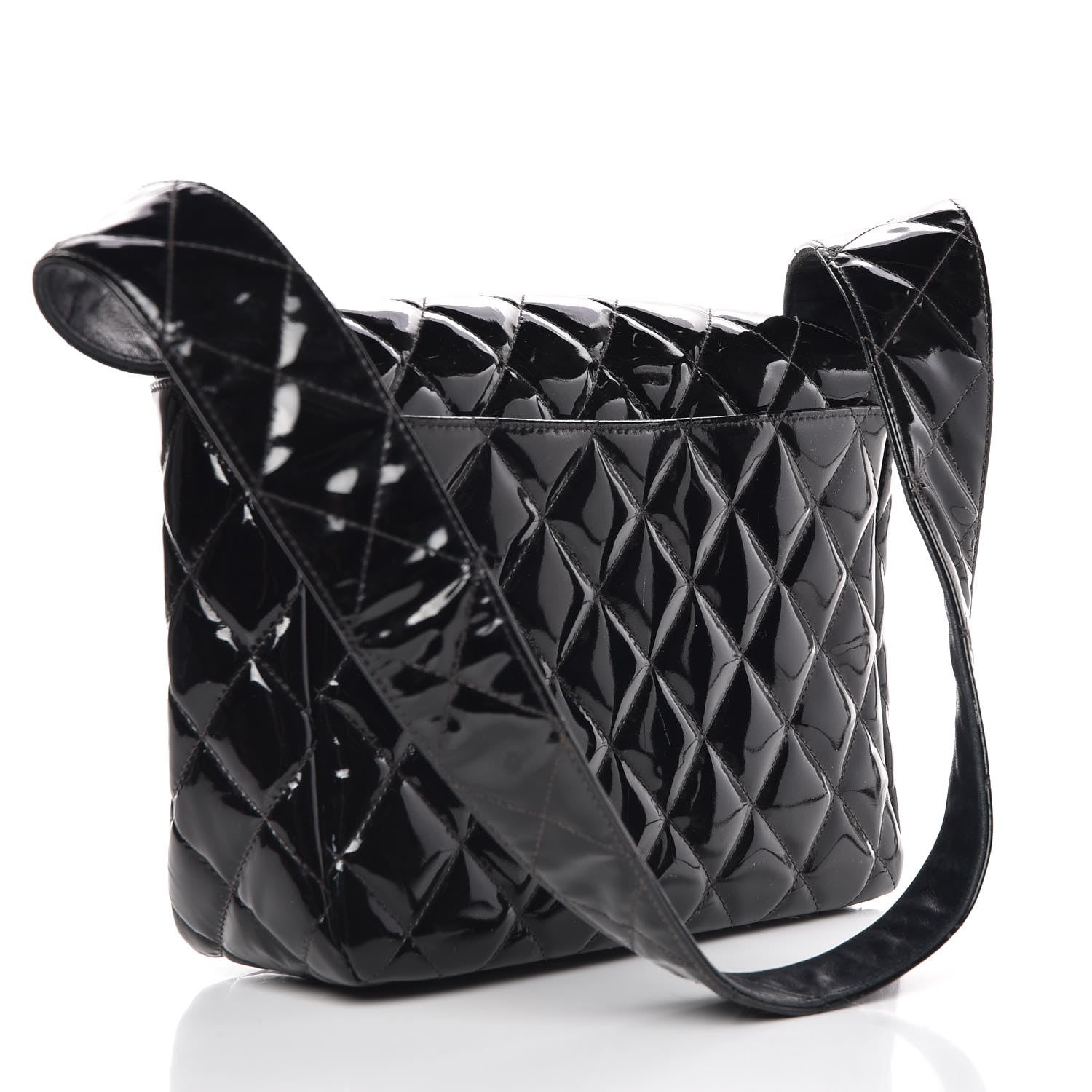 Chanel Patent Quilted Shoulder Flap Bag Black 3 of 21