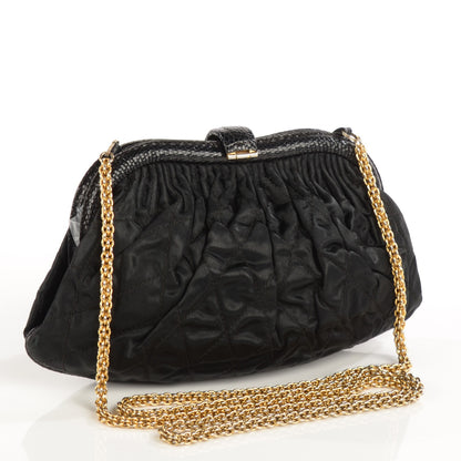 Chanel Python Satin Quilted Evening Clutch Black 3 of 7