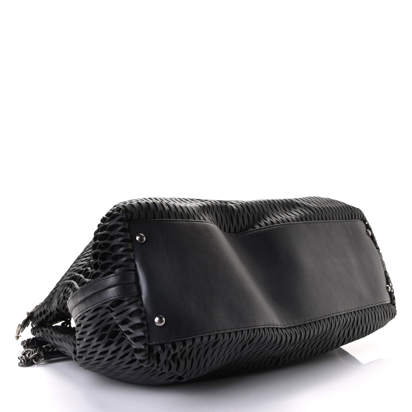 Calfskin Laser Cut Perforated CC Tote Black