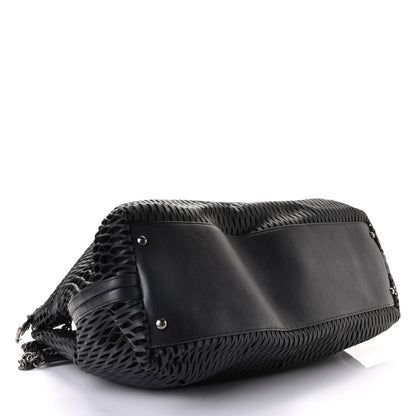 Chanel Calfskin Laser Cut Perforated CC Tote Black 4 of 6