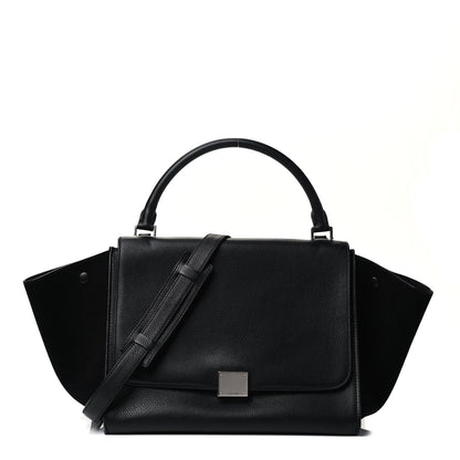 Celine Drummed Calfskin Suede Medium Trapeze Black 1 of 4