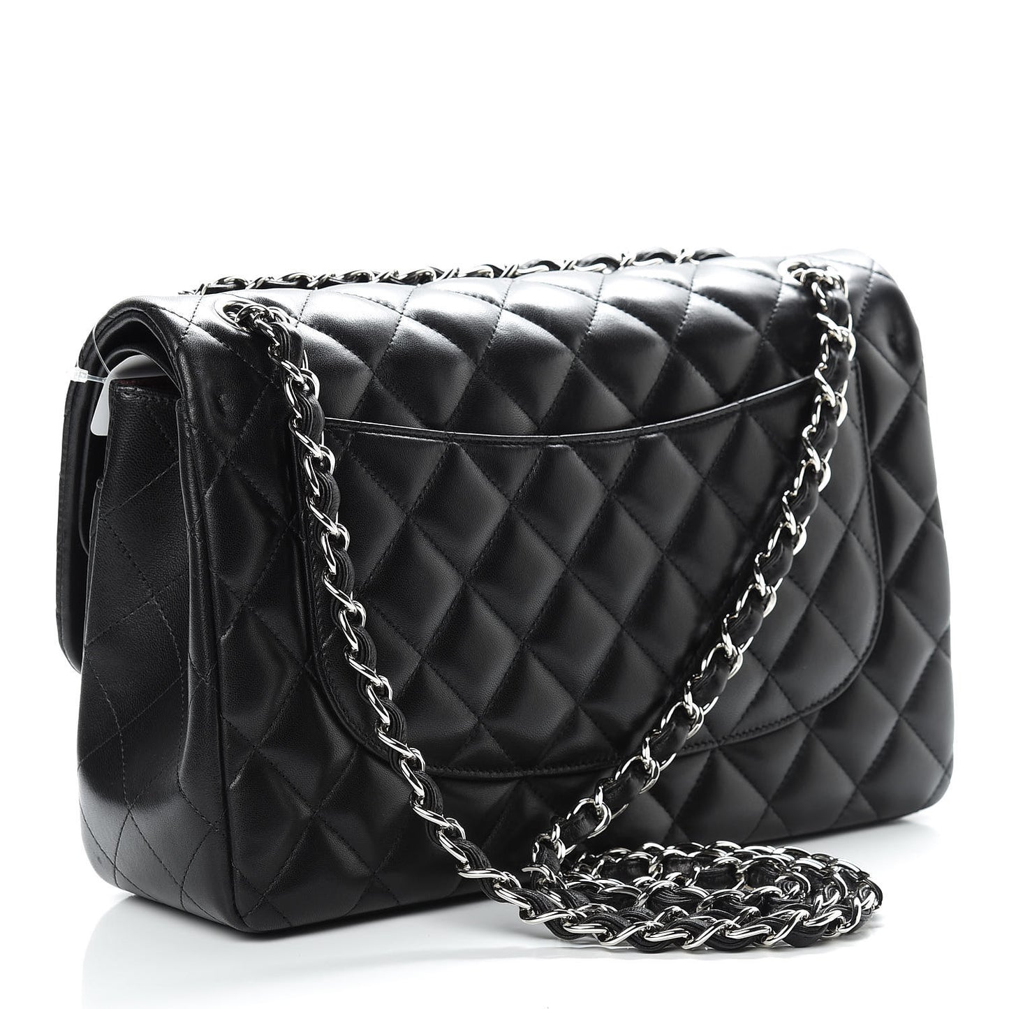 Lambskin Quilted Jumbo Double Flap Black