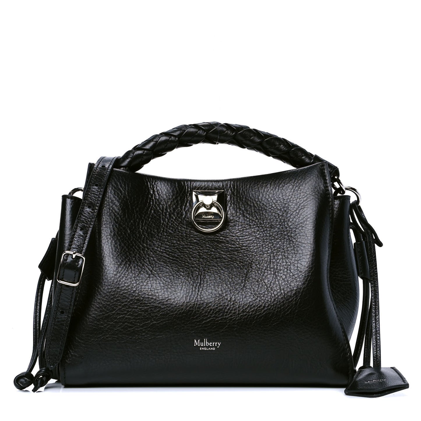 Glossy Calfskin Small Iris Tote Black