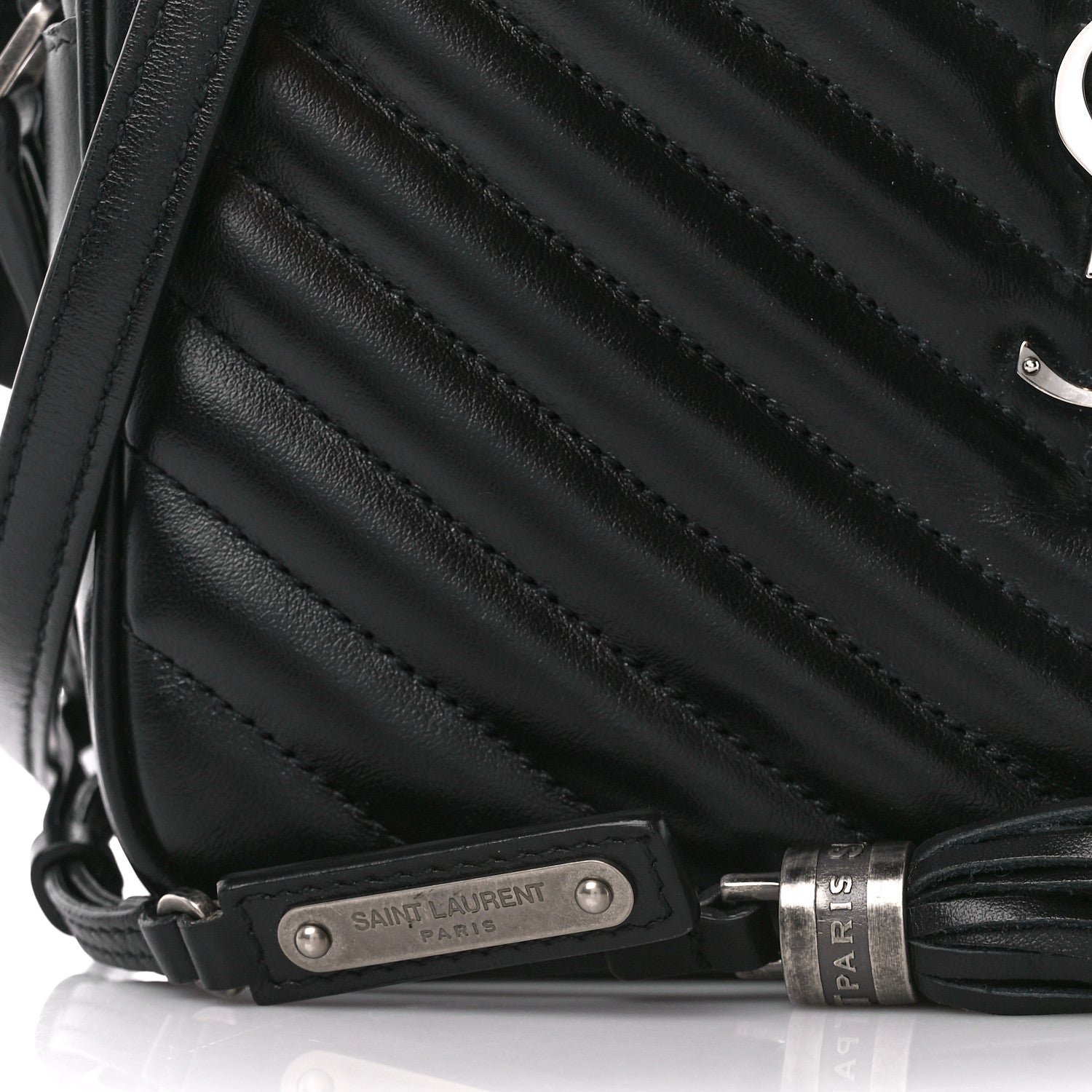 Saint Laurent Calfskin Matelasse Monogram Lou Camera Bag Black 8 of 12