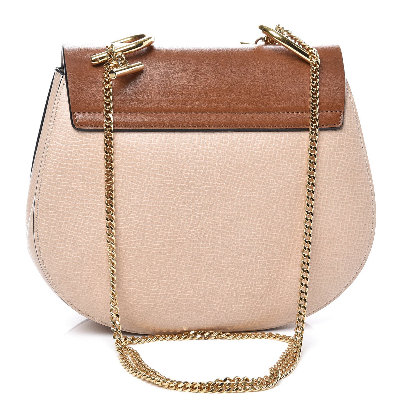 Grained Calfskin Lambskin Drew Shoulder Bag Powder Beige Caramel
