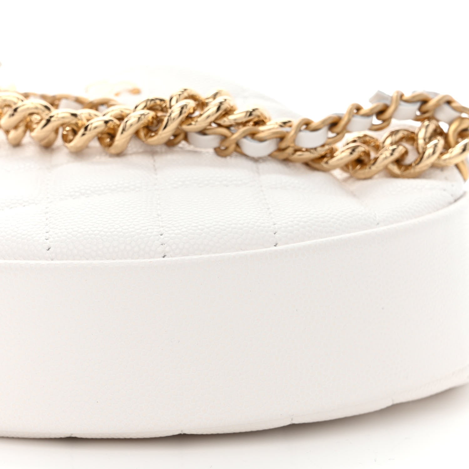 Chanel Shiny Caviar Quilted Bow Pouch Hobo White 10 of 13