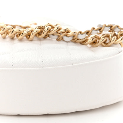 Chanel Shiny Caviar Quilted Bow Pouch Hobo White 10 of 13