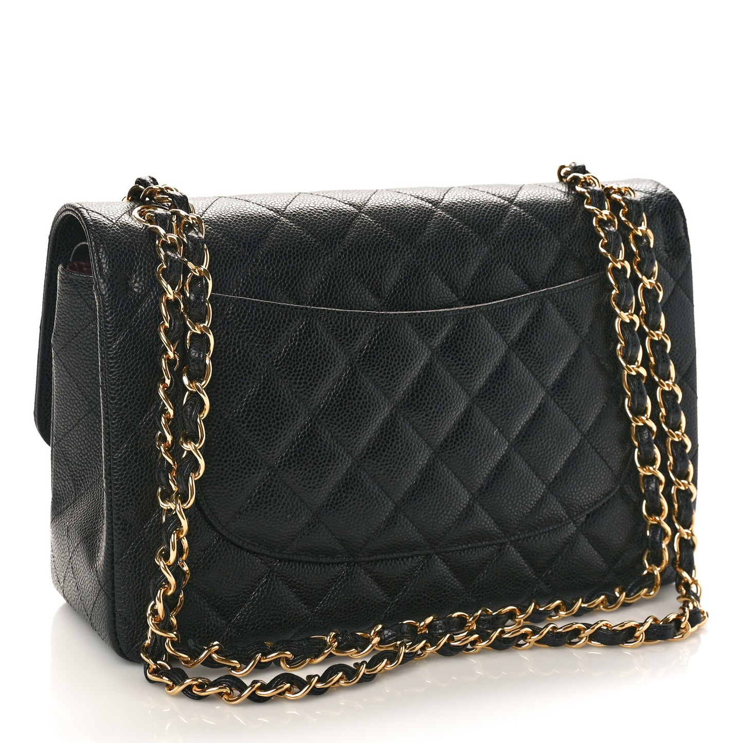 Caviar Quilted Jumbo Double Flap Black