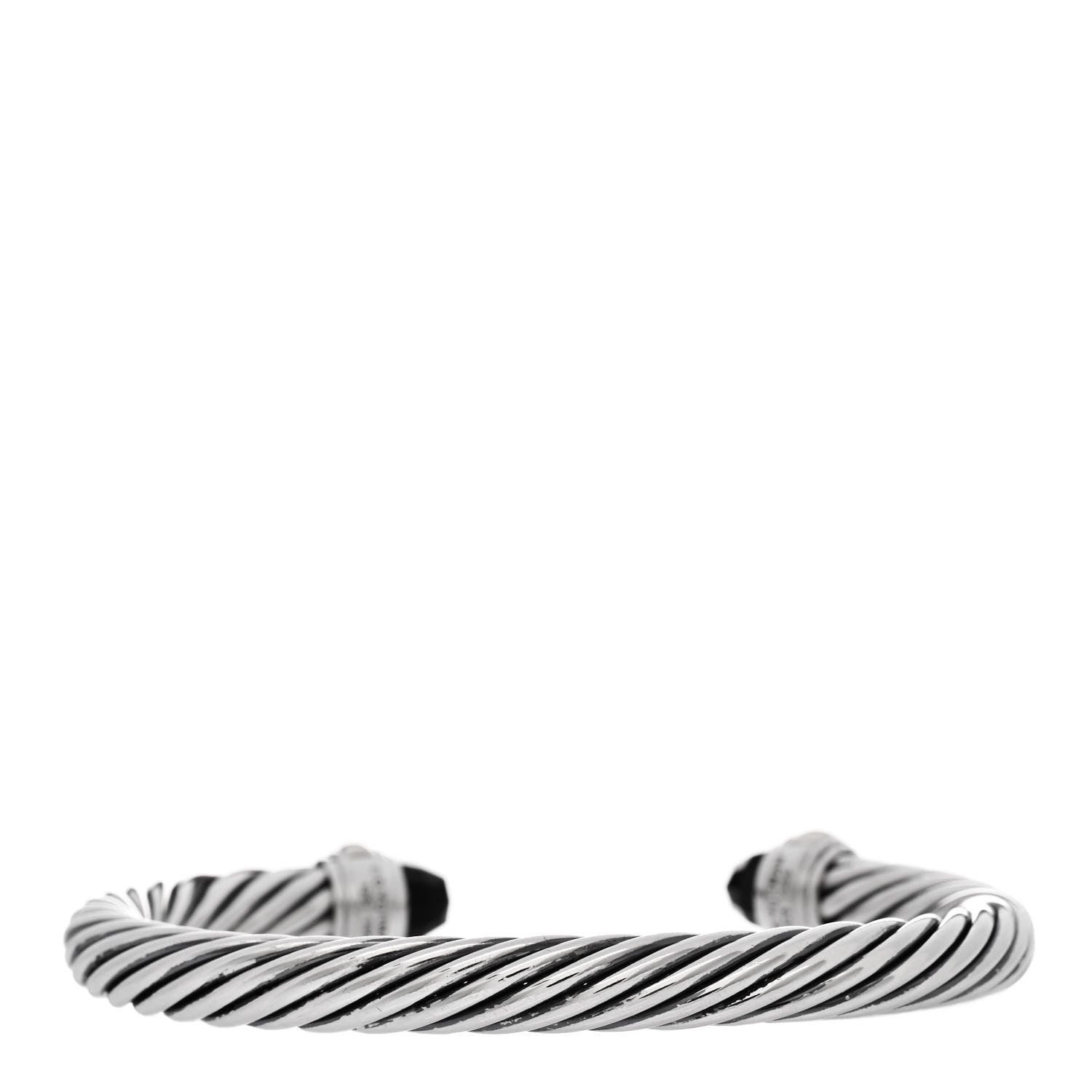 David Yurman Sterling Silver 14K Yellow Gold Black Onyx 7mm Cable Classics Bracelet 2 of 3