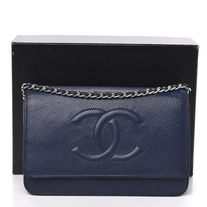 Chanel Caviar Timeless CC Wallet On Chain WOC Dark Blue 11 of 11