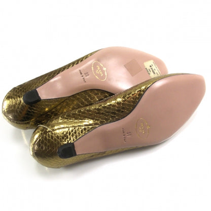 Prada Snakeskin Jeweled Loafers 38 Gold 3 of 6