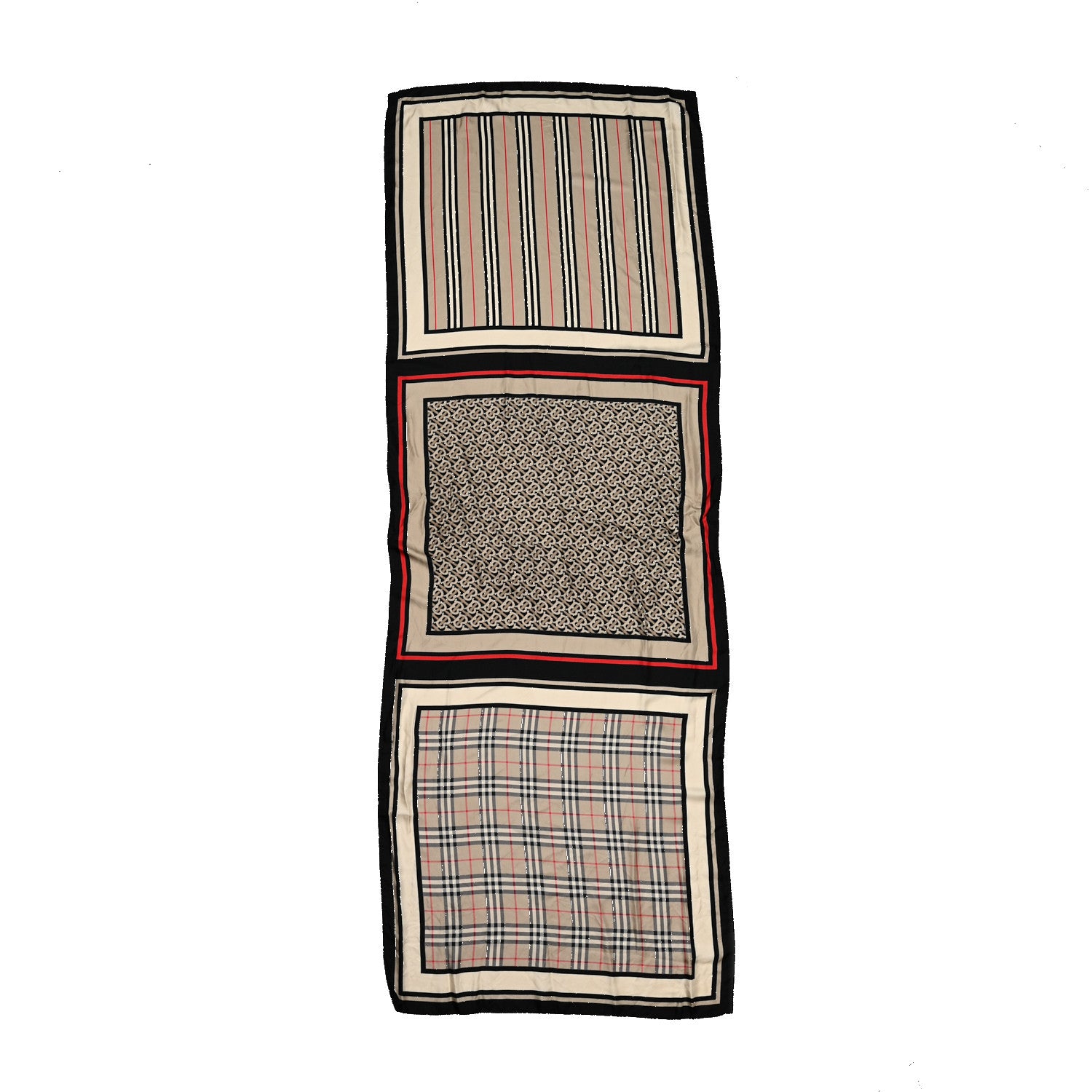 Burberry Silk Vintage Check Icon Stripe TB Monogram Print Scarf Archive Beige 1 of 5