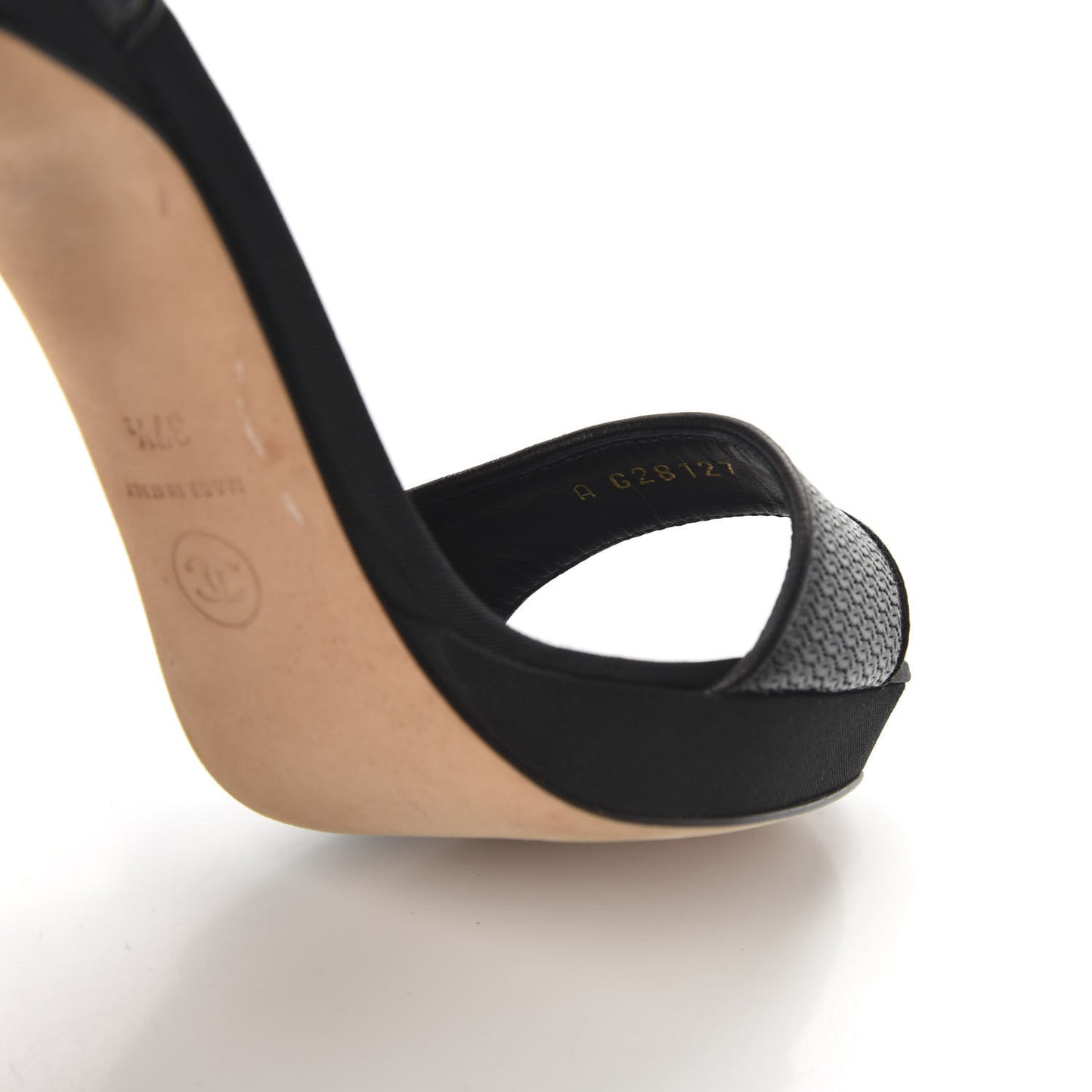 Patent Open Toe Ankle Strap Pumps 37.5 Black