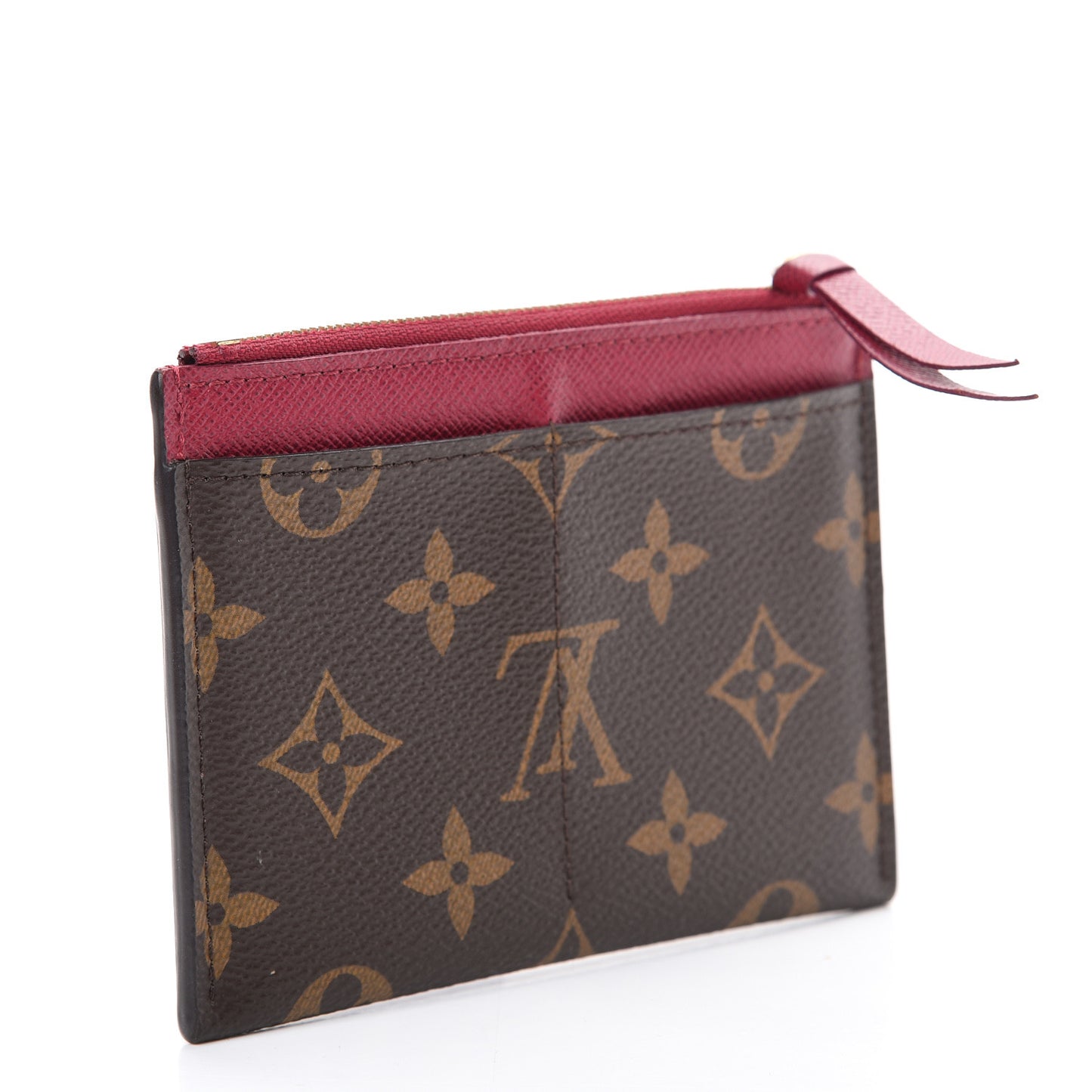 Monogram Zipped Card Holder Fuchsia
