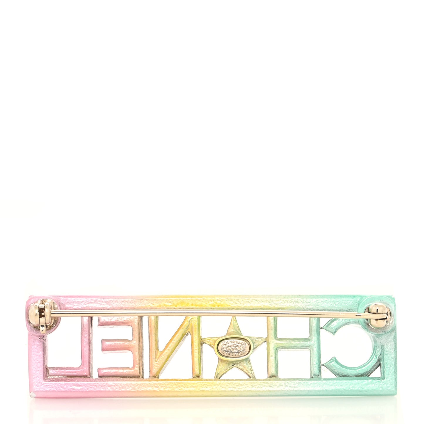 Metal Rainbow Star Logo Brooch Multicolor