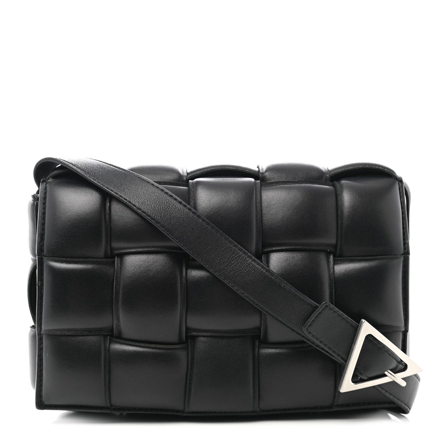 Nappa Maxi Intreccio Padded Cassette Crossbody Bag Black