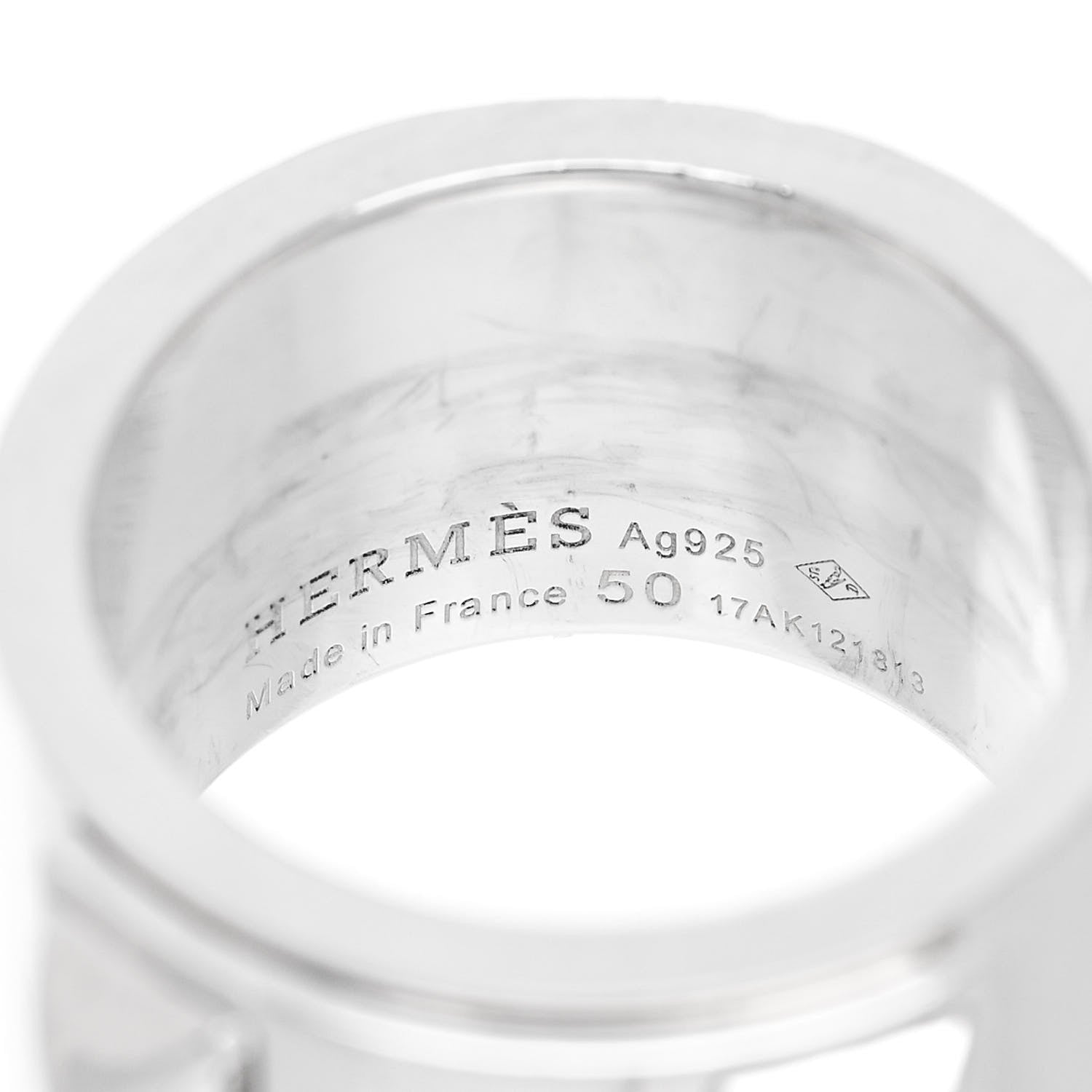 Hermes Sterling Silver Collier De Chien CDC Ring 50 5.25 5 of 6