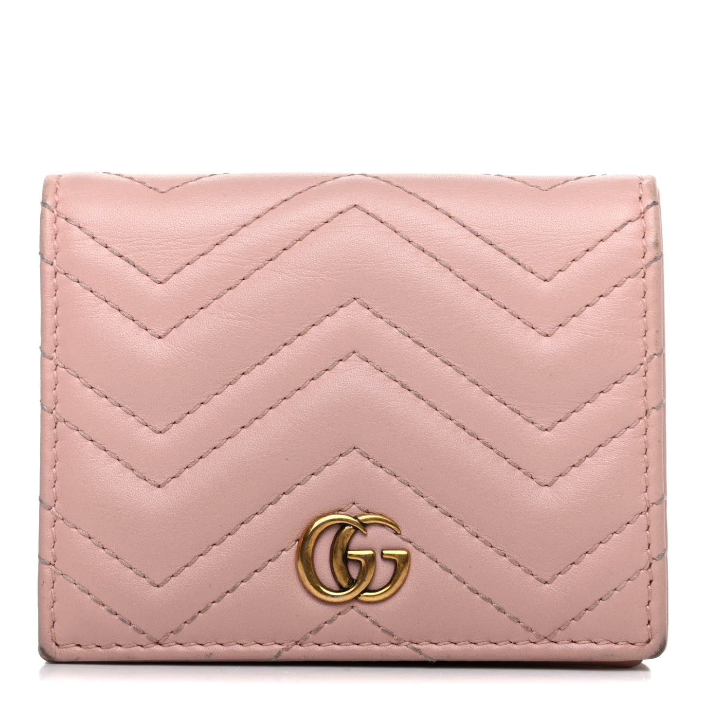 Calfskin Matelasse GG Marmont Card Case Perfect Pink