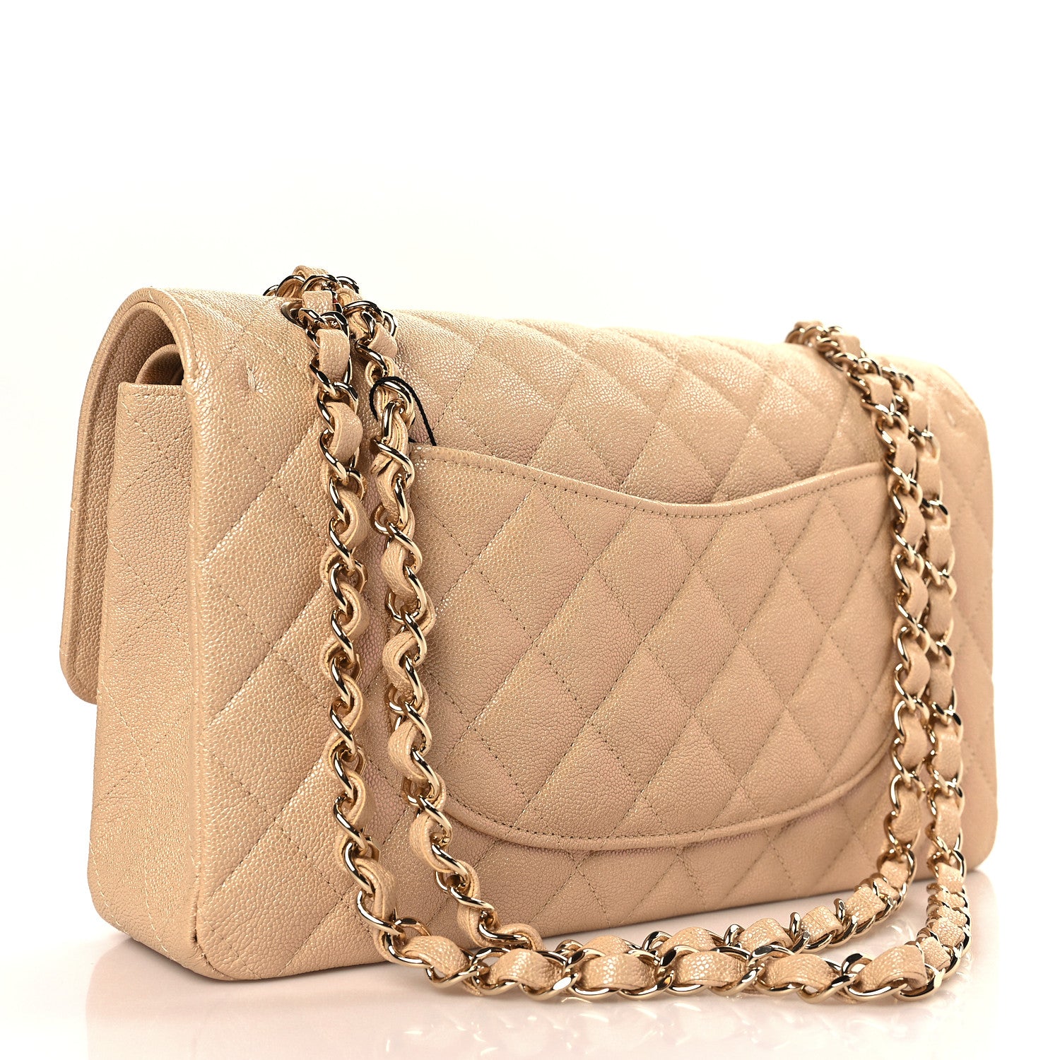 Chanel Iridescent Caviar Quilted Medium Double Flap Beige 3 of 10
