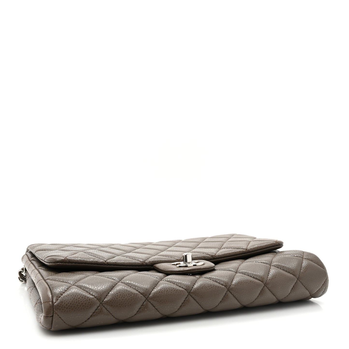 Caviar Quilted Clutch With Chain Flap Brown