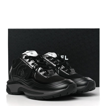 Chanel Fabric Laminated Calfskin Stretch CC Womens Sneakers 36.5 Black 9 of 9