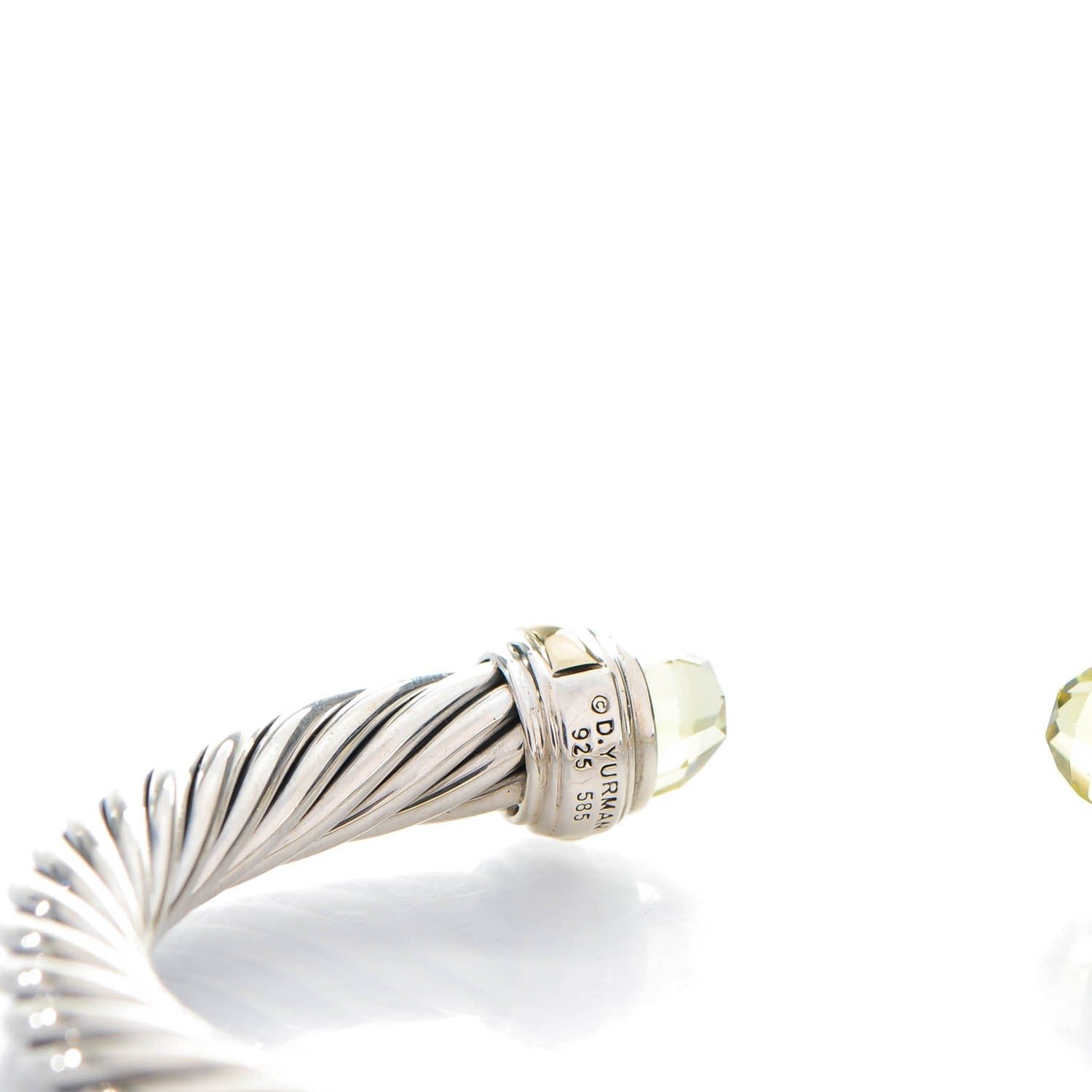 David Yurman Sterling Silver 14K Yellow Gold Lemon Citrine 7mm Cable Classics Bracelet 5 of 6