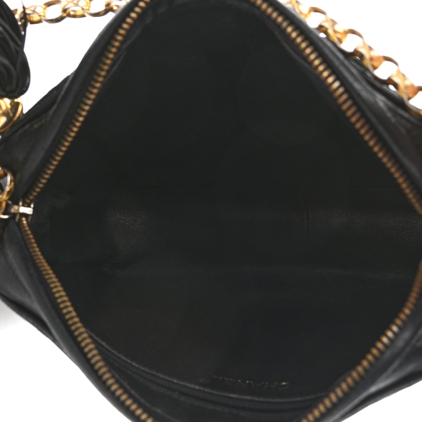 Lambskin Quilted CC Tassel Camera Case Black